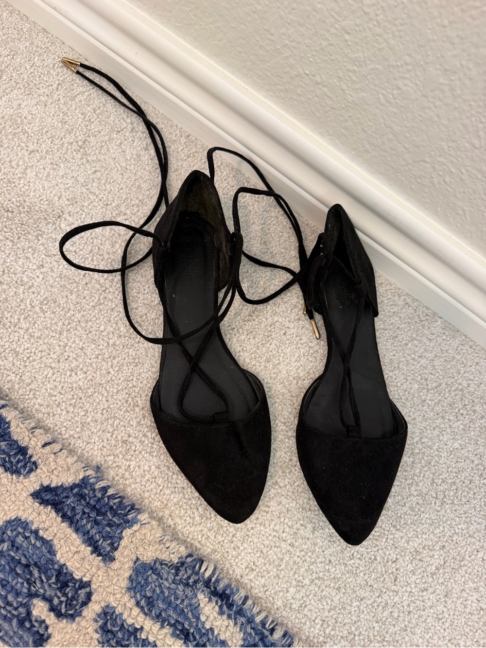 charlotte russe black tie up flats